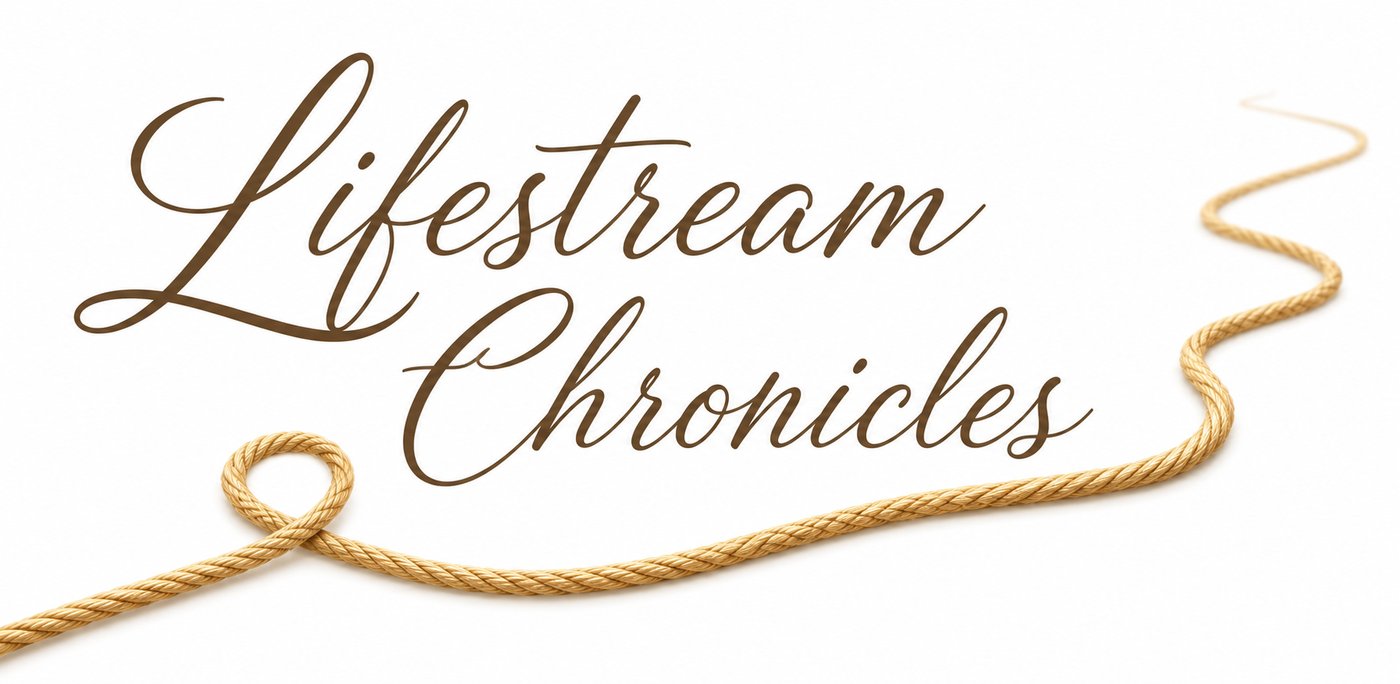 Lifestream Chronicles app — life story timeline with chapters, photos, and voice entries